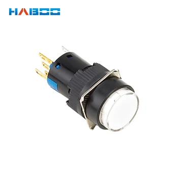 

10pcs/lot waterproof IP65 on-off led light push button switch 5A/250VAC ROHS, goldplating contact and pins 1NO+1NC