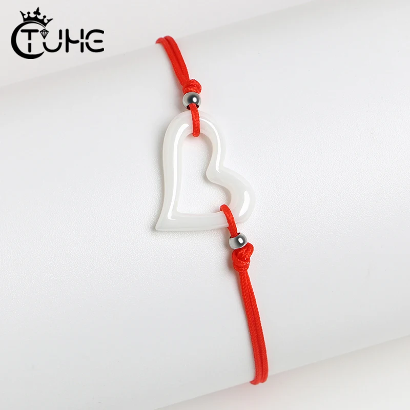 

Fashion Lucky Ceramic Charm Bracelet Thin Red Rope Thread String Braid Chakra Bracelets For Couples Men Women Gifts