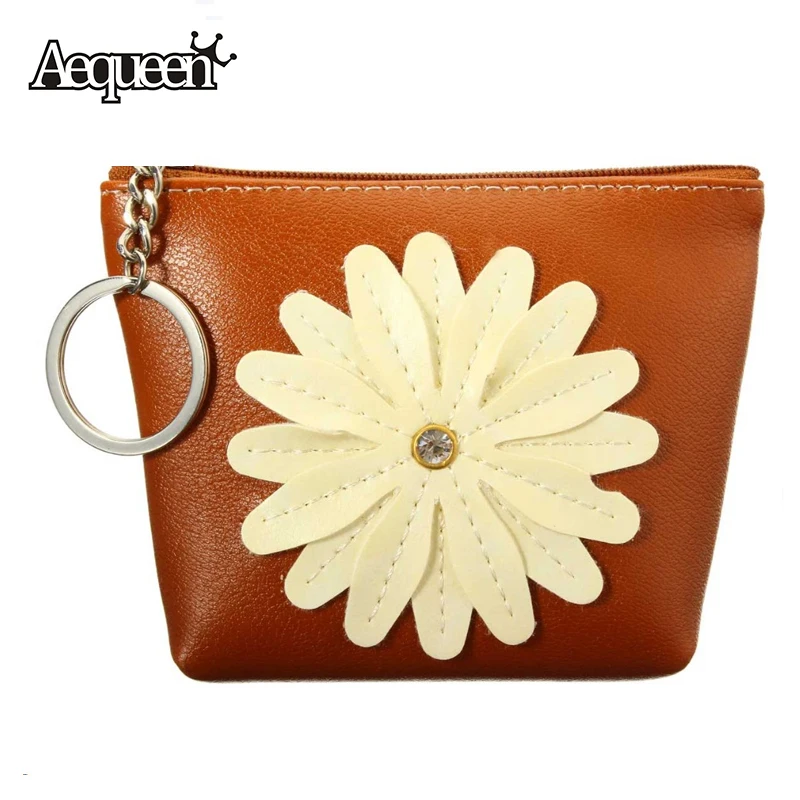 7 Color Girl Coin Purse Flower Change Small Women Wallet Mini Key Storage Bag Children Gift PU Leather Lady Zipper Pouch Pockets