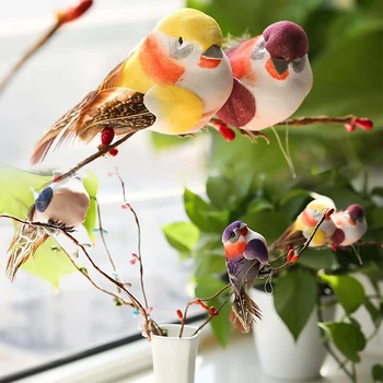 

Random Color Artificial Foam Feather Bird Figurine Ornament Lawn Yard Garden Tree Decoration