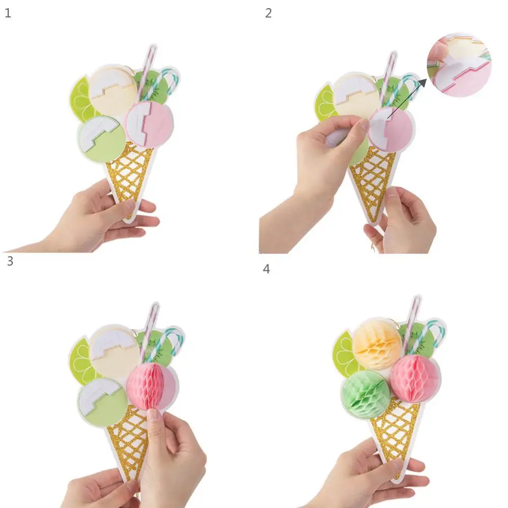 3D Шарики для мороженого, соты, летняя палочка от мороженого для леденца, гирлянда, красочное плавающее пальто, украшения для дня рождения