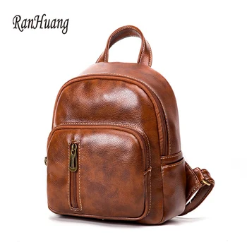 

RanHuang New 2019 Women Vintage Backpack High Quality PU Leather Small Backpack School Bags For Teenage Girls Black Brown A671