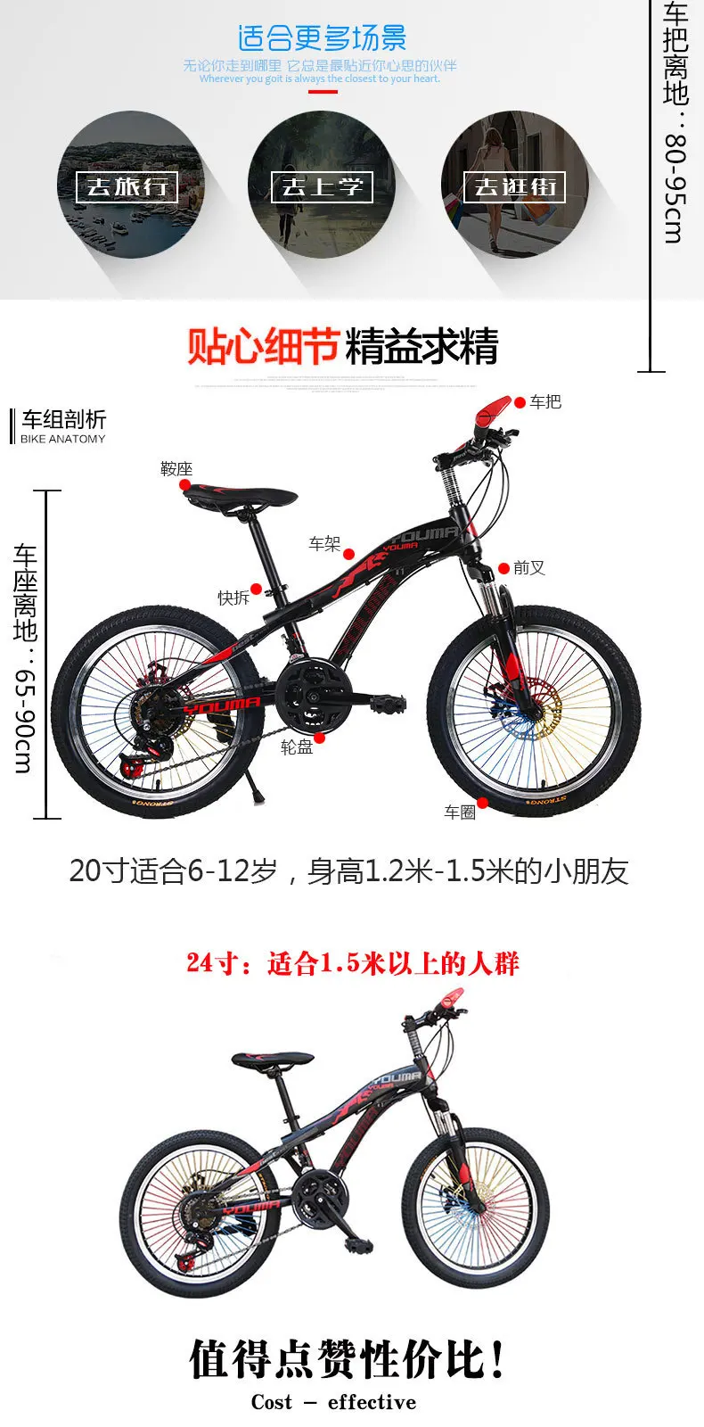 Sale New Brand Mountain Bike Carbon Steel 21 Speed 20/24 Inch Wheel Child Lady Student Bicycle Outdoor Sport Disc Brake Bmx Bicicleta 2