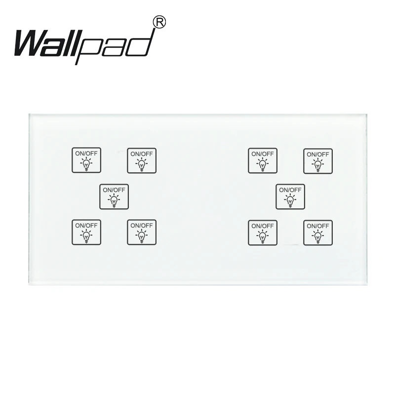 

10 Gang 1 Way Switch Wallpad 110-250V 172*86mm Crystal Glass Panel Customize DIY 10 Gang 1 Way Touch Sensor DIY Smart Switch