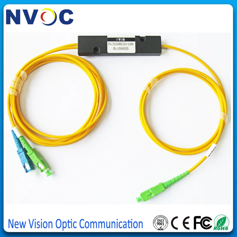 10 шт./лот 1*2 FWDM фильтр ABS BOX TX1550 RX1310/1490nm WDM модуль 2 мм 1 м с SC/FC/LC 1x2 оптический