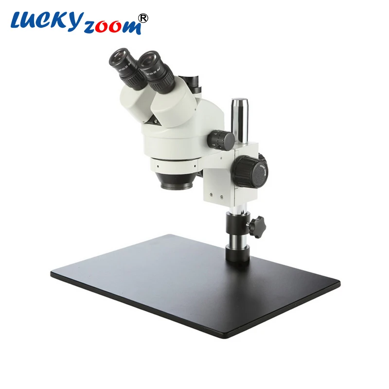 Lucky Zoom 7X-45X тяжелый металлический твердый штатив Тринокулярный Стерео микроскоп для проверки PCB промышленный микроскоп для пайки