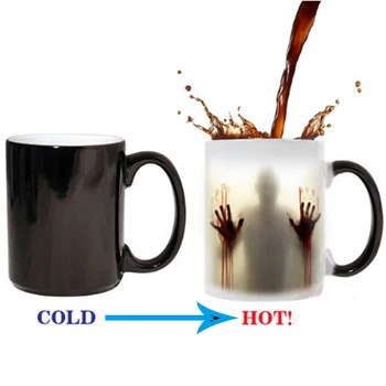 

The Walking Dead Creative Mug Color Changing Mug Ceramic Tea Changing Mugs Travel Coffee Cup Bloody Hands Porcelain Cups