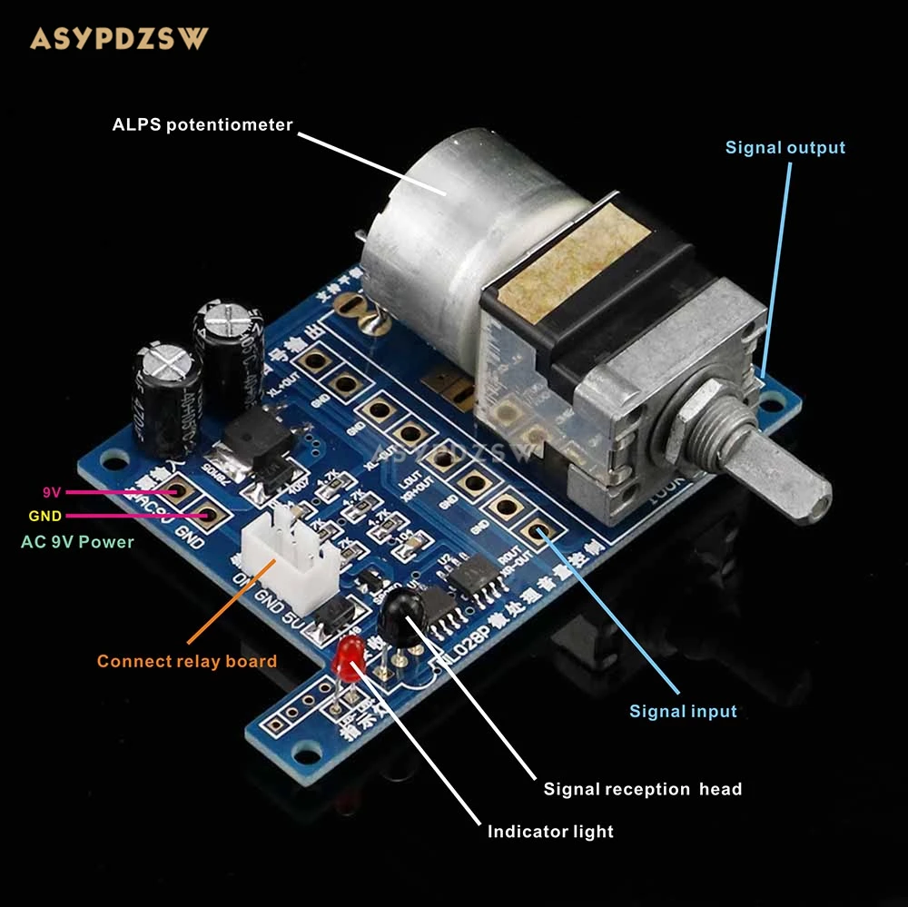 WL028 Preamplifier Power amplifier balance input output Remot volume control board With ALPS motor potentiometer