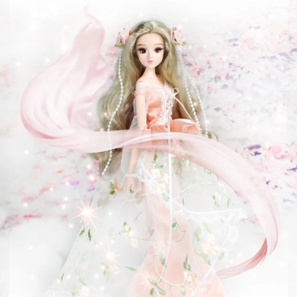 

1/6 Scale BJD Doll Flexible 14 Joints Constellation Doll in Pink Dress Clothes Kids Birthday Gift Adult Collections