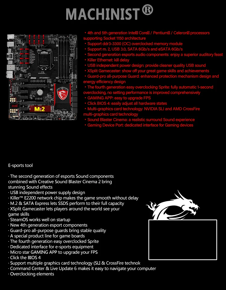 Z97 LGA 1150 для MSI Z97 GAMING 7 настольная Материнская плата Intel LGA 1150 Z97 DDR3 32G M.2 ATX Поддержка борьбы