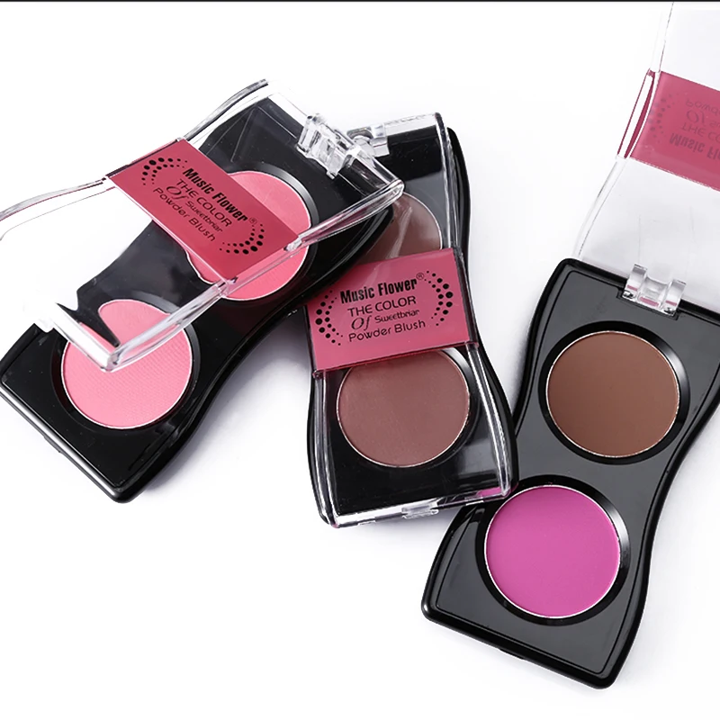 Music Flower Brand 2 Color Face Makeup Blush Palette Make Up Facial Bronzer Cheek Matte Blusher