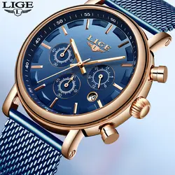 Новый LIGE Для мужчин s наручные часы лучший бренд класса люкс Бизнес кварцевые часы в стиле кэжуал Военная Спорт Водонепроницаемый часы