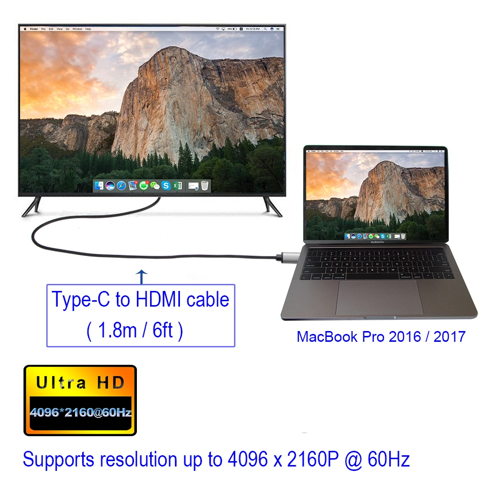 JONSNOW 1.8m USB C HDMI Cable Type C to HDMI Converter Male for MacBook Pro Samsung Galaxy S8 Huawei Mate 10 USB-C HDMI Adapter (7)
