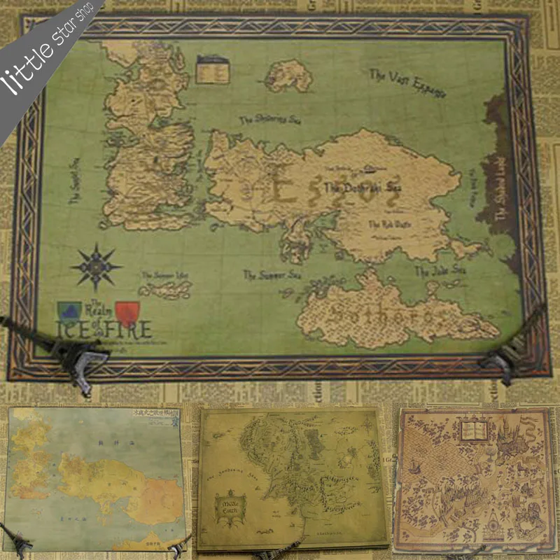 

The Song of Ice and Fire Game of Thrones Map Vintage Retro Decorative Frame Poster Wall Stickers Posters Home Bar Decor Gift