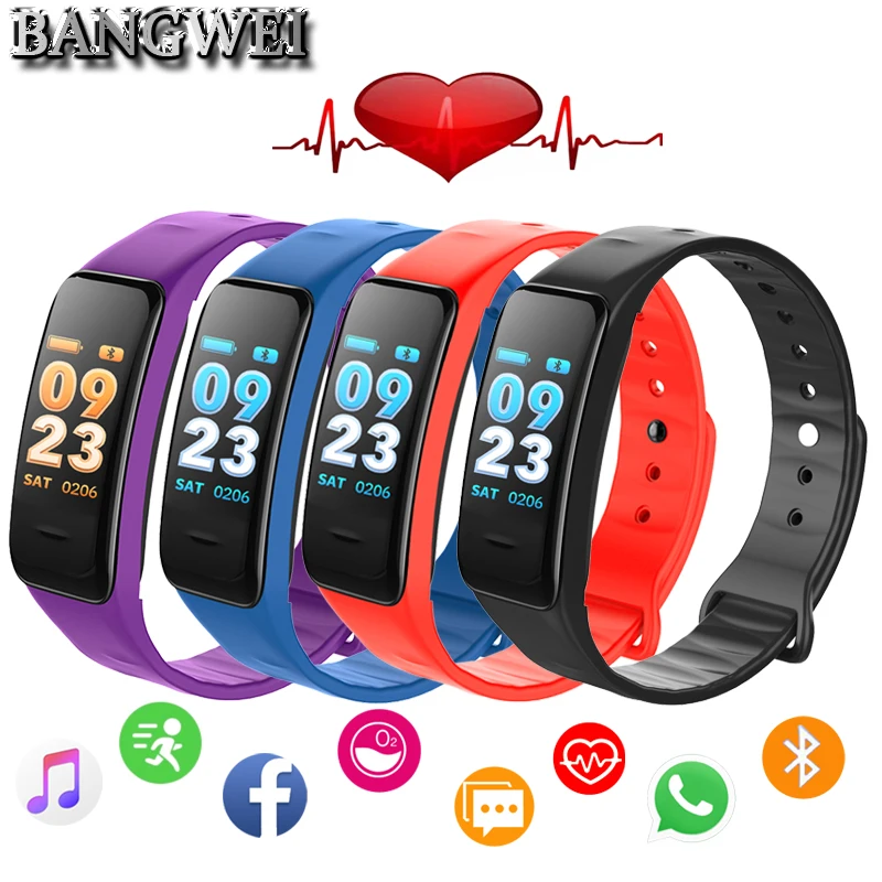 

BANGWEI Smart Wristband Color Screen Bracelet Continuous Heart Rate Monitor Health Fitness Tracker Smart Band Call Reminder +BOX