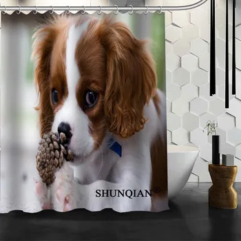 

Puppy Shower Curtain Customized Bath Curtain Waterproof Polyester Fabric Curtain For Bathroom