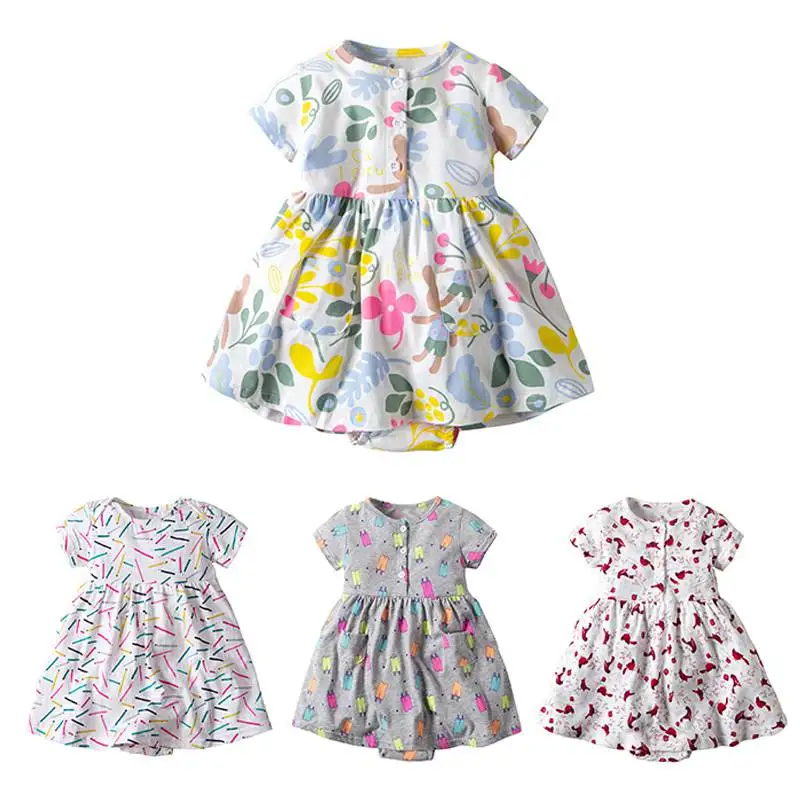Новые модные платья для маленьких девочек, одежда для малышей с короткими рукавами, Комбинезоны для маленьких девочек, платья принцессы, 2019