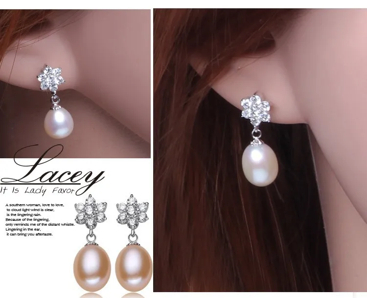 Natural Pearl Earrings 925 Sterling Silver Cultured Freshwater Pearl Earrings For Women Fine Jewelry Birthday Gift