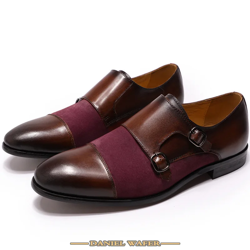 

HANDMADE GENUINE LEATHER MEN SHOES CAP TOE MONK STRAP FOR MEN'S BUNQUET PARTY BUSINESS OFFICE DRESS LUXURY CASUAL SHOES MEN 2019
