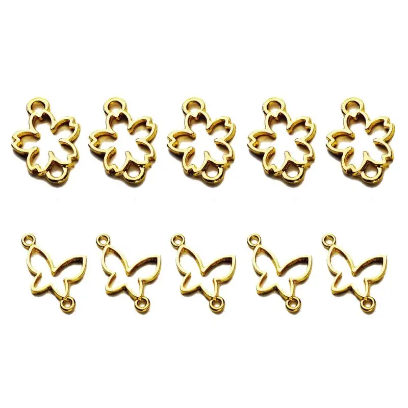

5Pcs Butterfly Flower Resin Frame Connectors Open Bezel Setting Jewelry Making