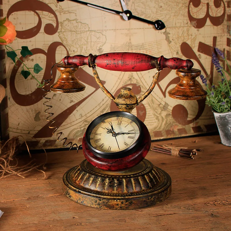 

Phone Clock Ornament Model Wine Photography Props Telephone Cafe Bar Desktop Decoration Showcase Display Gift Present Furniture