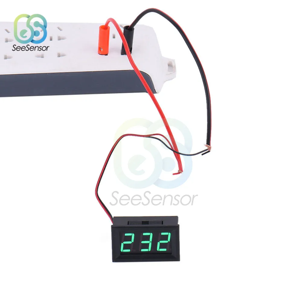 Переменный ток 70-500 В DC 4,5 в до 30 в 0,5" светодиодный цифровой вольтметр измеритель напряжения вольт инструмент 2 провода красный зеленый синий дисплей DIY