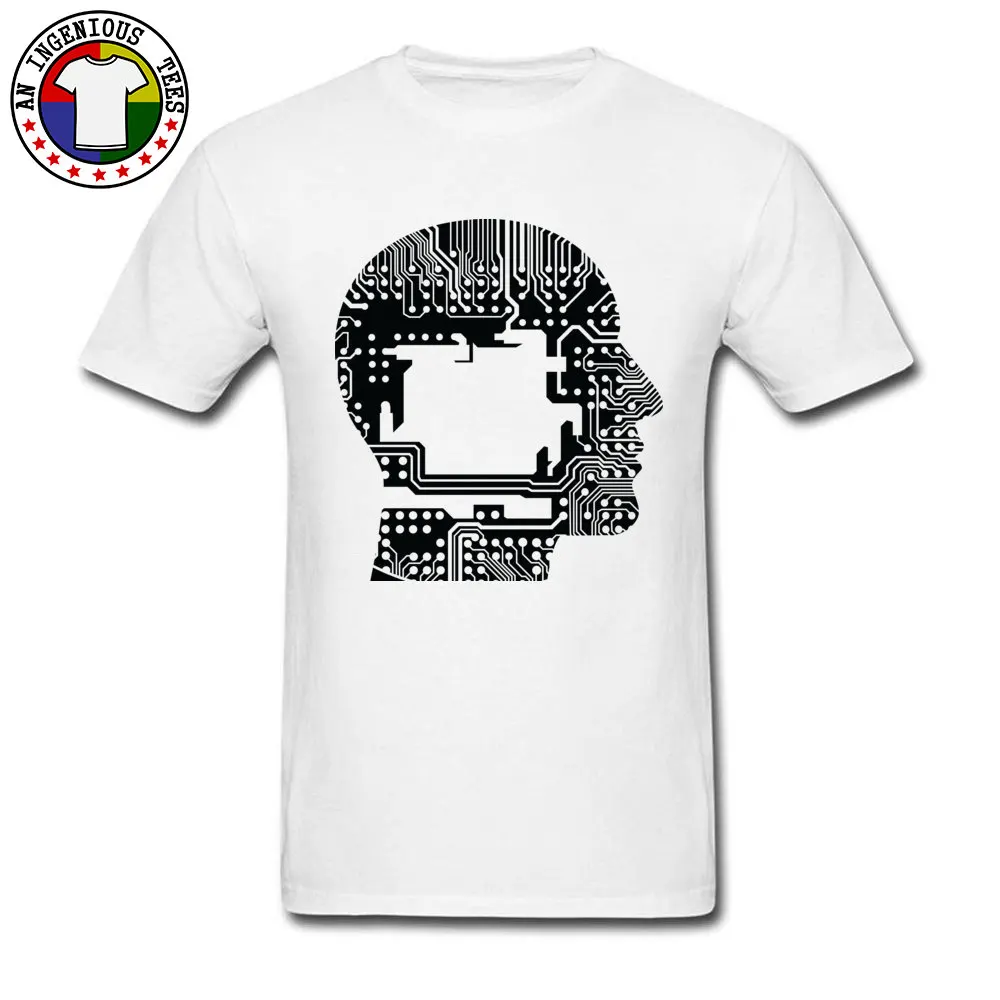 Circuit Brain O-Neck Tshirts Labor Day Tops Shirts Short Sleeve High Quality 100% Cotton Classic Tee Shirt Leisure Men Circuit Brain white