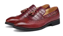 2017 Handmade Men’s Basic Flats Business Shoes Genuine Cow Leather Wedding Dress Shoes Luxury Brand Formal Oxfords Brogue Shoes