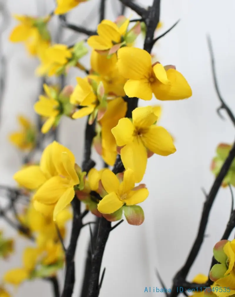 1 piezas 90 cm hermoso Artificial Jazmín de invierno de rama con amarillo flores decoración de hogar F408