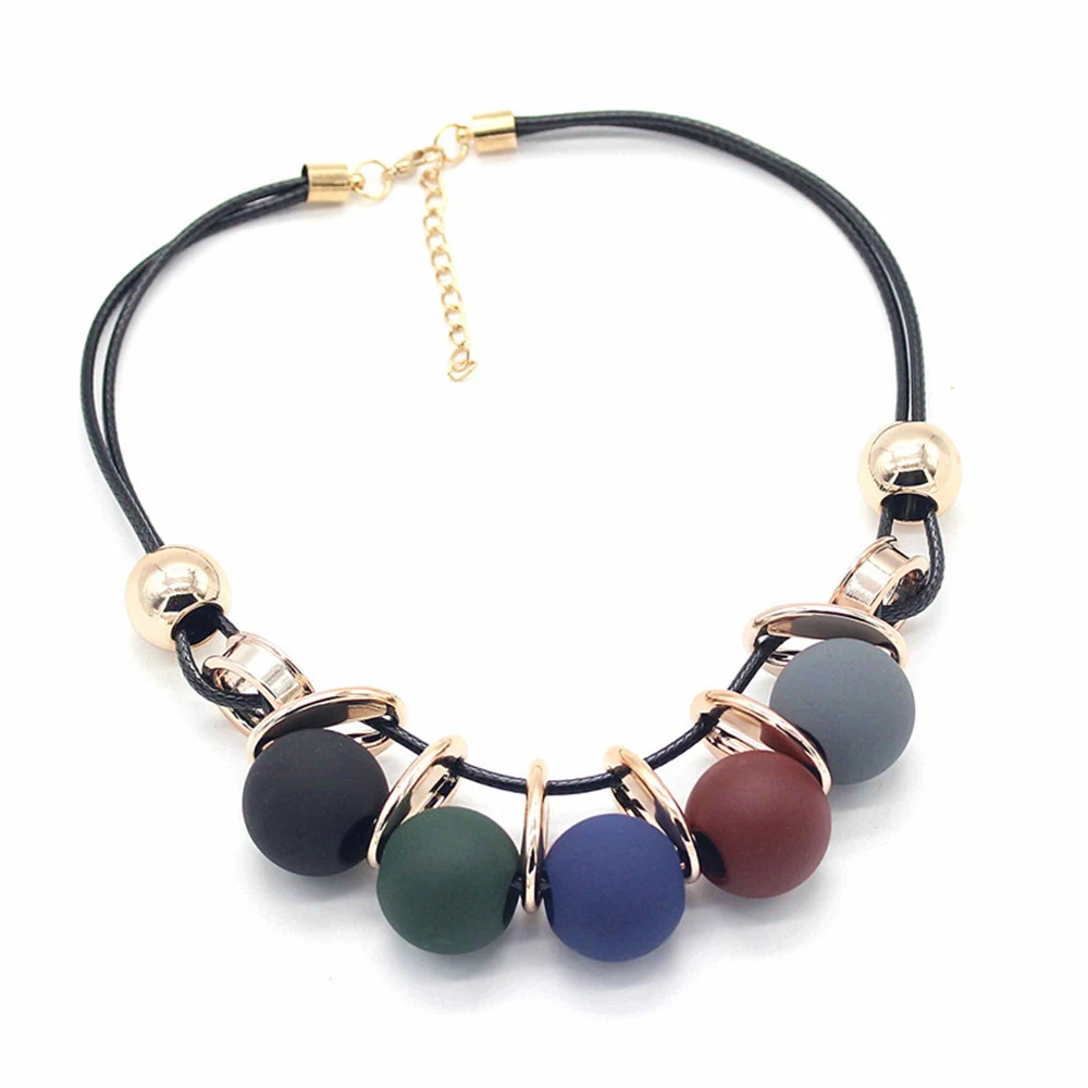 Simple Geometric Element Wood Combination Pendant Necklace Bohemia