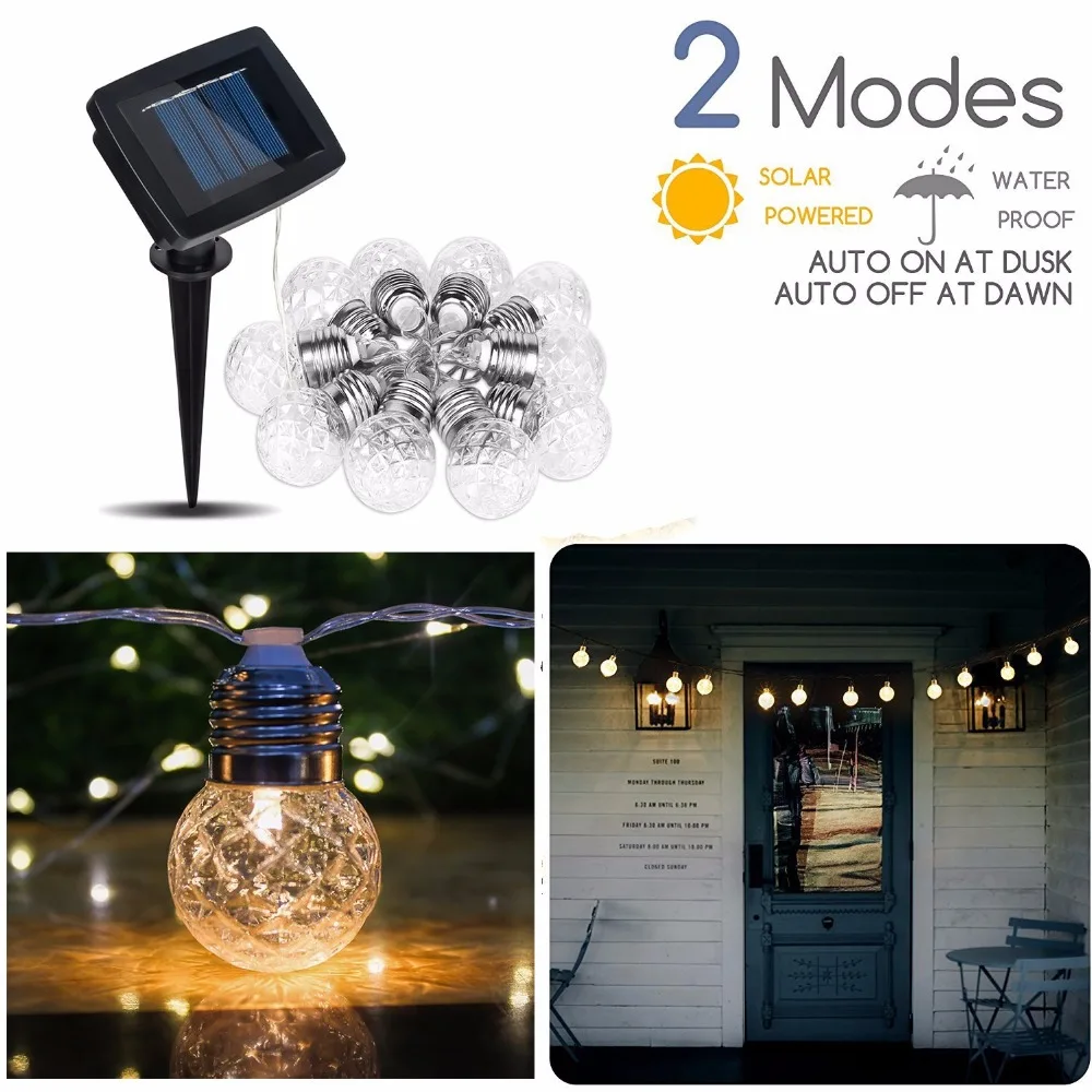 LED Fairy Lights Solar Fairy Lights Outdoor with 10 LED Light Bulb Waterproof LED Sphere Light Decoration Lighting for Garden Patio Yard Home Party (Warm White) (11)