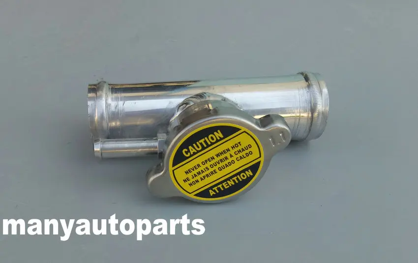 Aluminum Pipe 32mm 1-1/4" O.D Aluminum Inline Radiator Hose Pipe Filler Neck & Free Cap