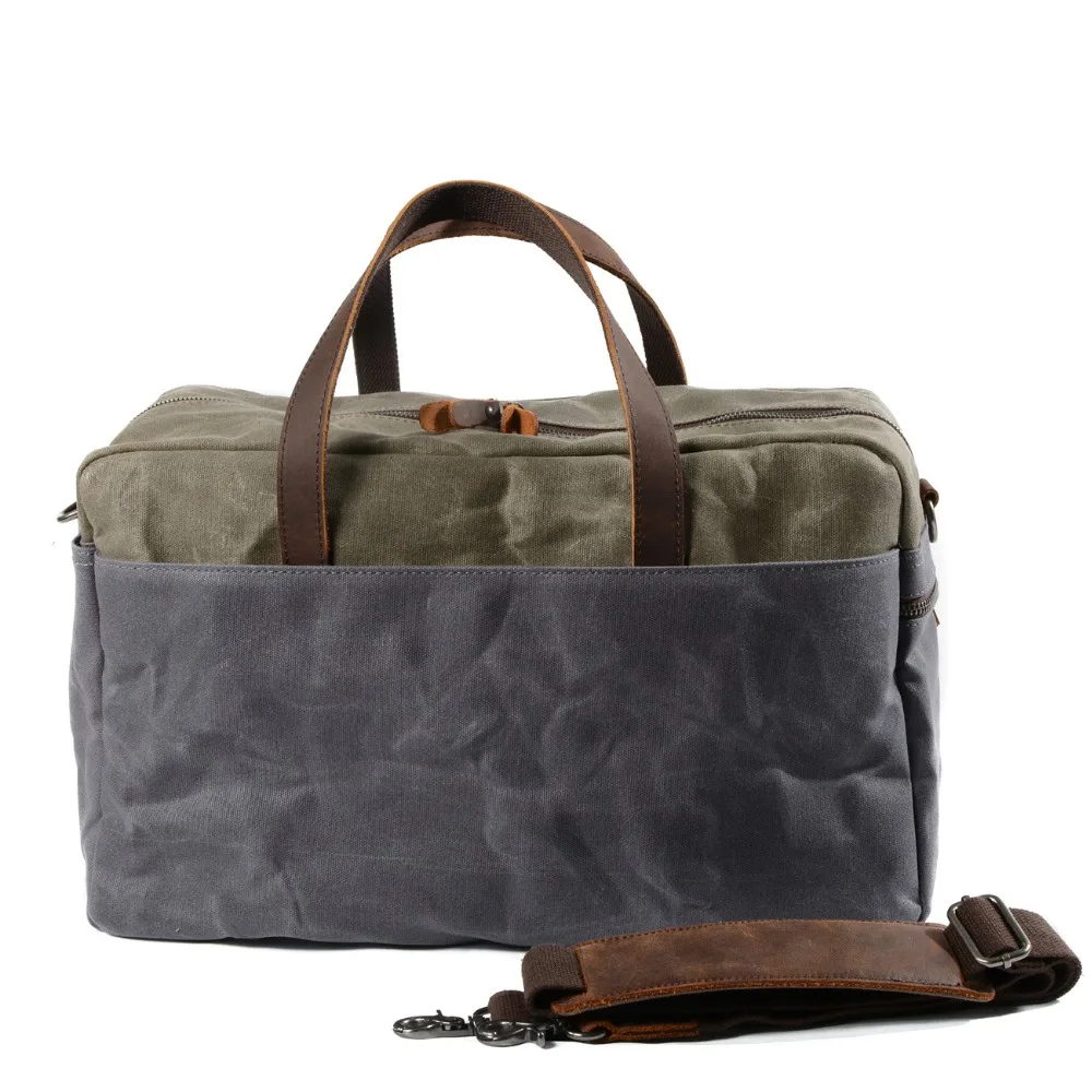 M225 Vintage Military Canvas Leather Big Duffle Bag Men Travel Bags Carry on Travel Luggage bags ...