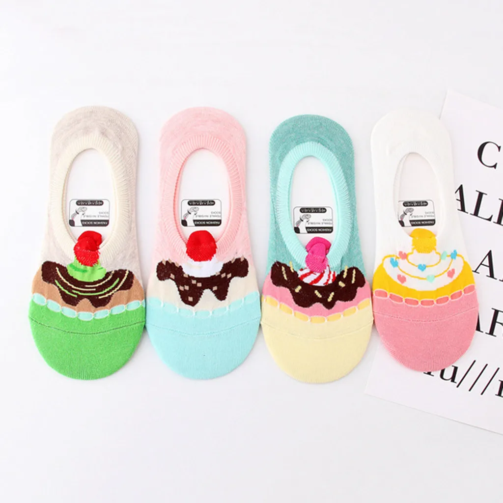 

2019 New Cute High Quality 1 Pair Women Cotton Socks Cake Character Print Women's Winter Short Socks Fashion Style Sox *45