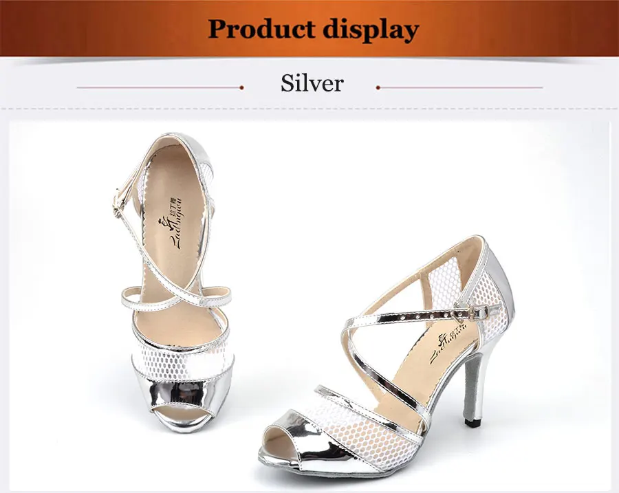prata sapato feminino salto alto sapatos de dança de salão