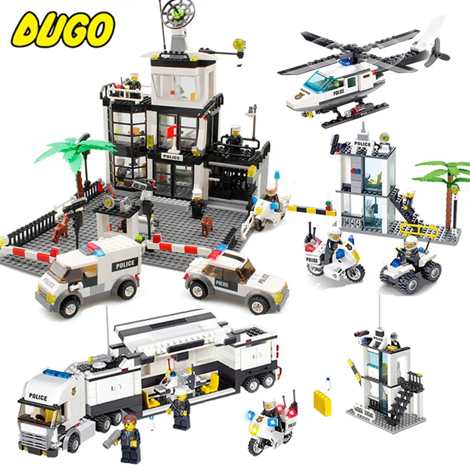 5 Kids Police Station Model Building Blocks Toys Sets Compatible Legos