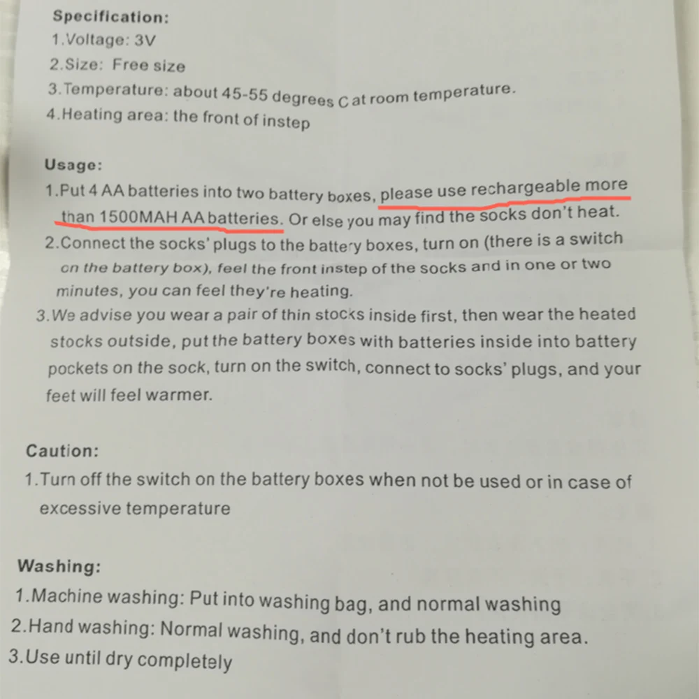 heated socks manual