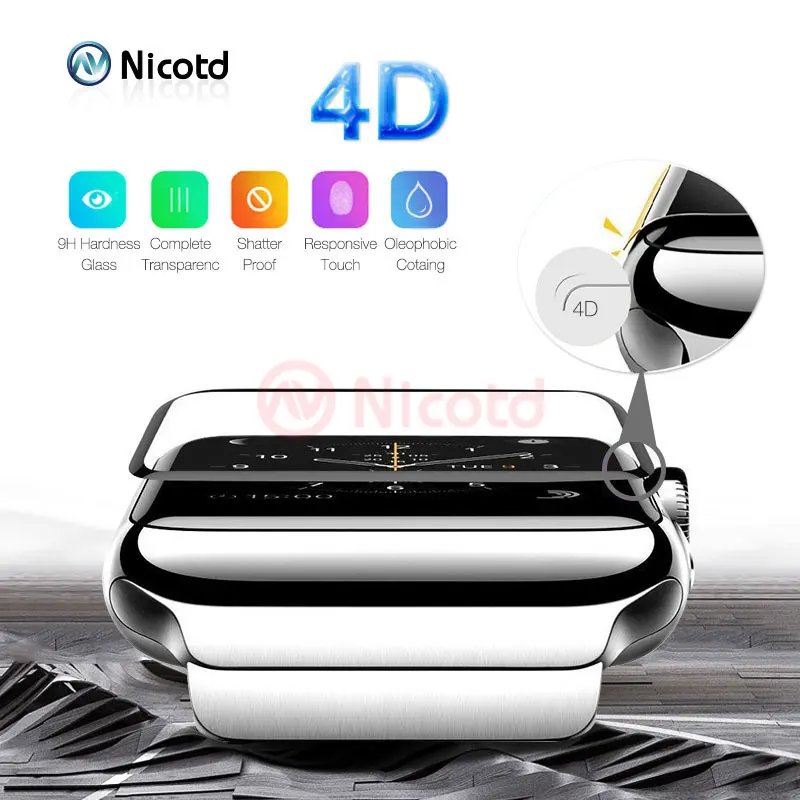 Nicodd 5D/4D изогнутая поверхность 9H пленка из закаленного стекла для Apple watch 42 мм 38 мм Защитная пленка для Apple Series 44 40 мм 1/2/3/4