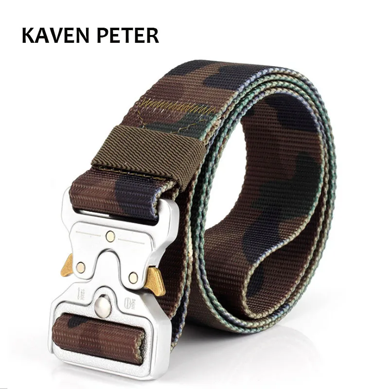 

Male Army Tactical Belt Adjustable Men Nylon Camouflage Canvas Belt Outdoor Multifunctional Training Belt 3.8 CM Strap