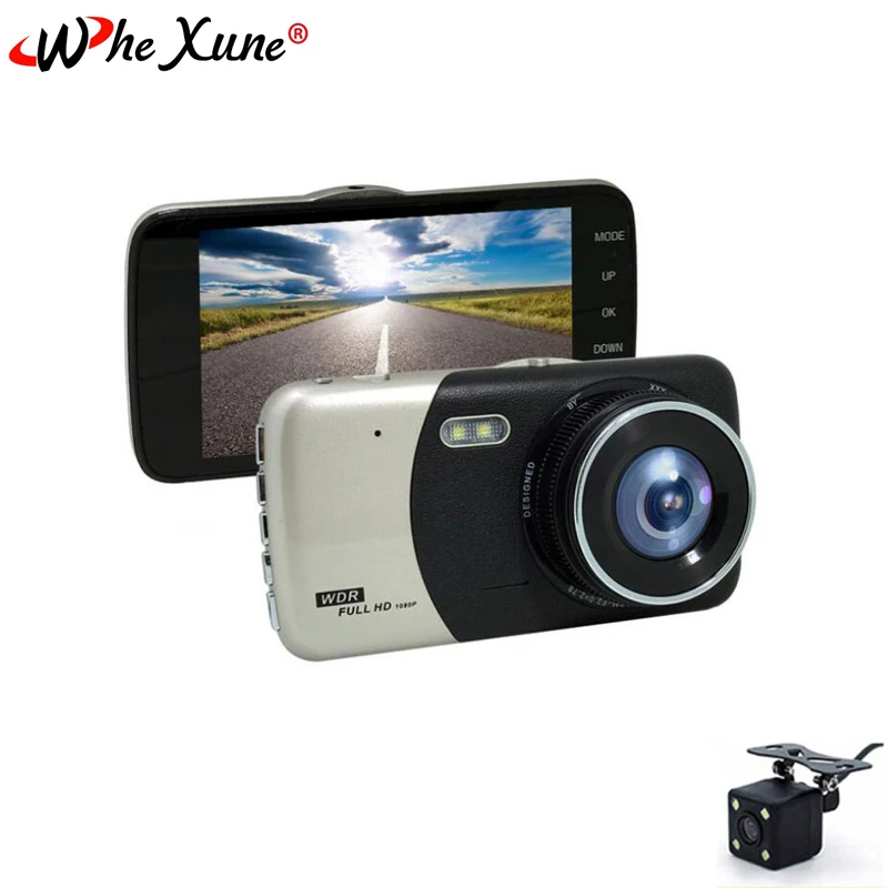 WHEXUNE 4 0 дюйма IPS экран Full HD 1080P двойной объектив Автомобильный видеорегистратор