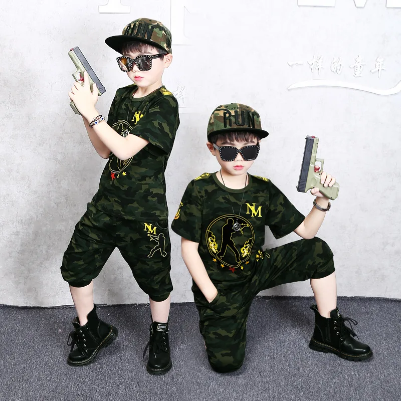 

Military Training Boys Short Sleeved Set Summer Camp 2019 New Children's Handsome teen-agers clothes size 110 120-140 150 160