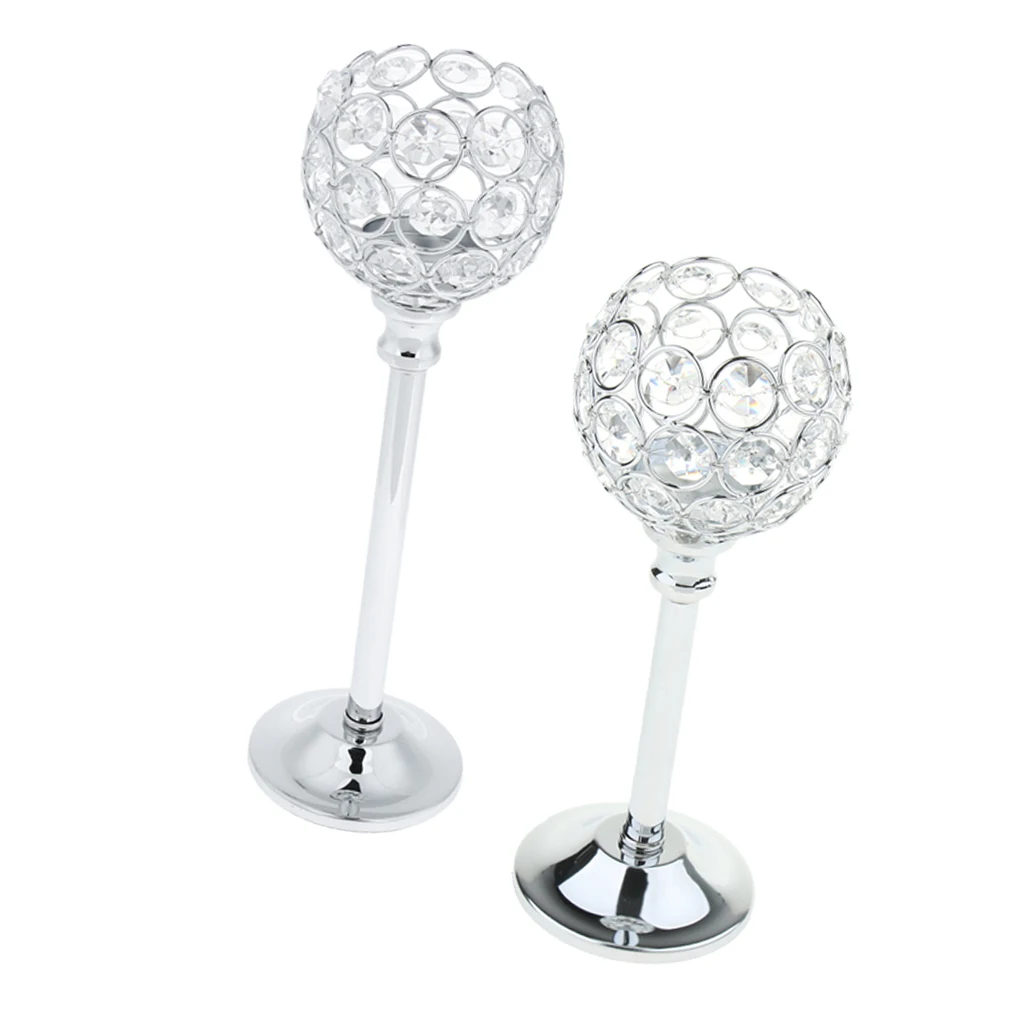 2PCS DIAMANTE CRYSTAL TEA LIGHT PILLAR CANDLE HOLDER HOME WEDDING PUB CAFE DECOR TABLE TOP CENTERPIECE