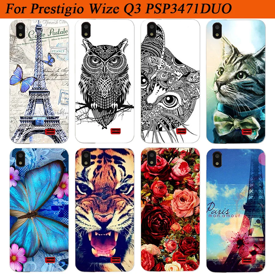 ل Prestigio و Wize Q3 حالة غطاء السيليكون Diy الملونة النمر البومة روز لينة غطاء ل Prestigio و Wize Q3 PSP3471 الثنائي الحالات Fundas