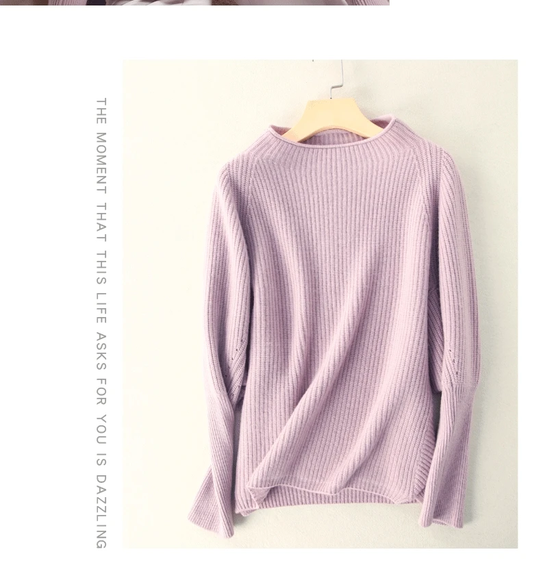 Высококачественный кашемировый свитер с круглым вырезом, осенний и зимний модный Свободный Полосатый Женский кашемировый свитер, пуловер, свитер