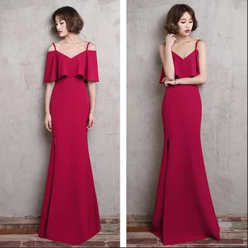 Spaghetti Straps Prom Dresses Wine Red Party Dress Long Floor Length Cheap Split Evening Gowns Spaghetti Straps Prom Dresses Wine Red Party Dress Long Floor Length Cheap Split Evening Gowns