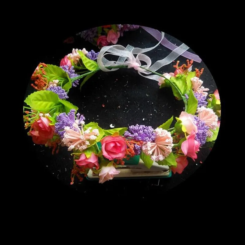 2018 новый цветок оголовье Гирлянда Свадебный Цветочный венок Hairband Для женщин пляжные цветочные аксессуары для волос Хэллоуин вечерние