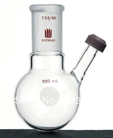 

F144100 Flask, Round bottom, Threaded inlet, Capacity:100ml, Joint Size:24/40