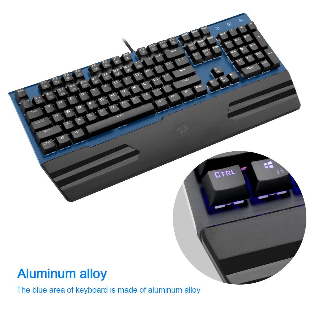 Redragon K560 Радужная алюминиевая USB Механическая игровая клавиатура синий