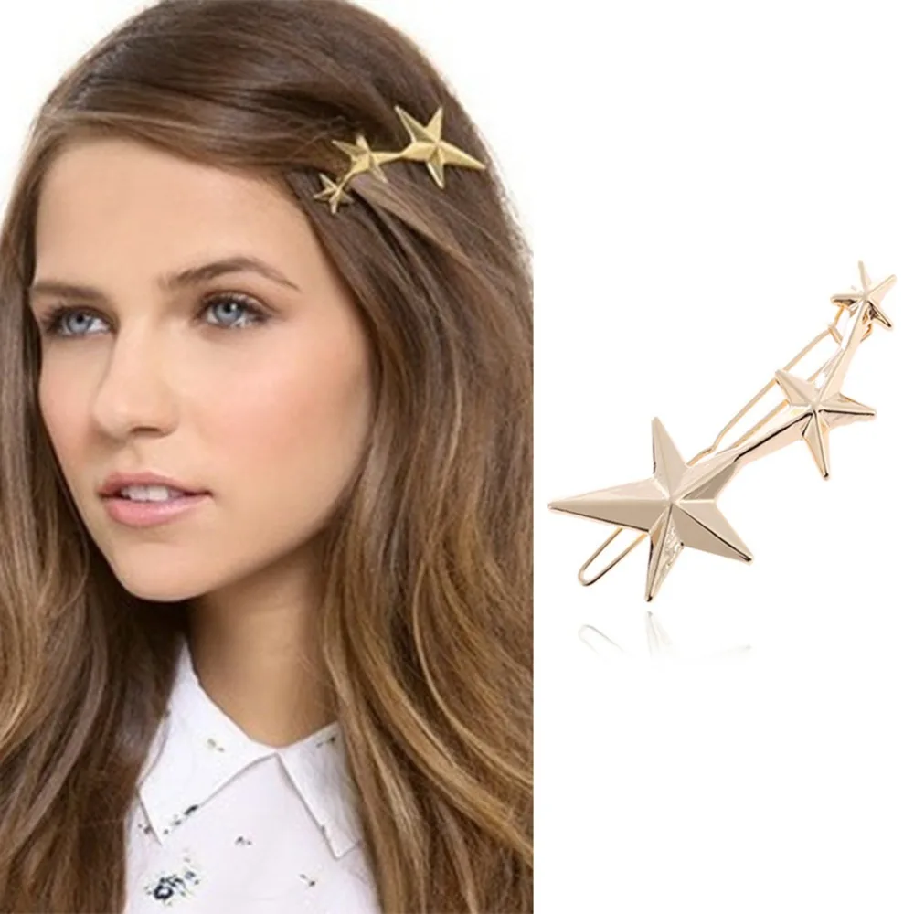 

M MISM Stars HairgripS For Women Pentagram Barette Girls Metal Gold Silver Hairpins Hair Accessories Alloy Headdress Hair Holder
