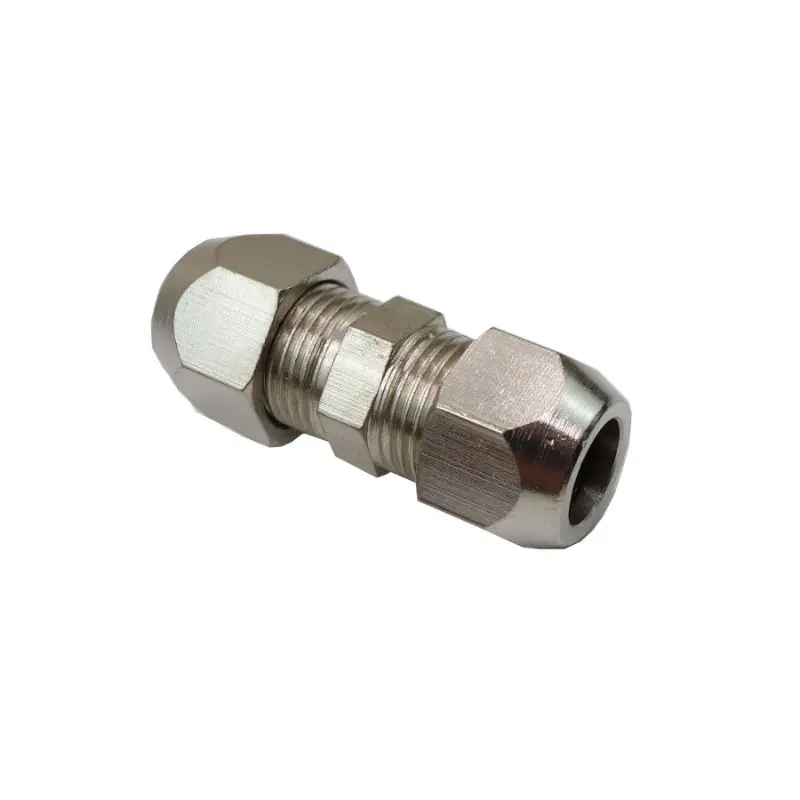 

5pcs Brass Nickel Plated Compression Fitting Straight Union Connector 6 8 10 MM OD